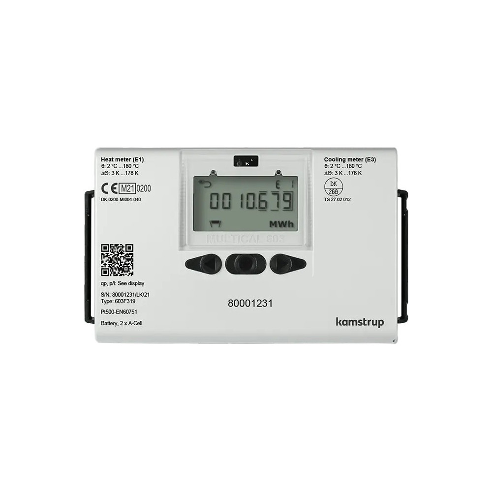 Kamstrup Licznik chłodu MULTICAL MC603 + UF54 qp 1,5 m3/h 110mm x G3/4B (R1/2) PN16 tuleje do Pt500 65mm