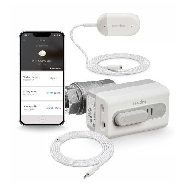 Resideo VWS01Y025EE Zawór odcinający 1” z siłownikiem L5 WiFi i czujnikiem  L1 WiFi  DN 25