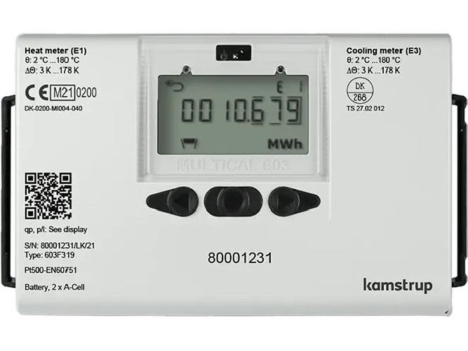 Kamstrup Licznik ciepła MULTICAL MC603 + UF54 qp 0,6 m3/h 110mm x G3/4B (R1/2) PN16 tuleje do Pt500 65mm